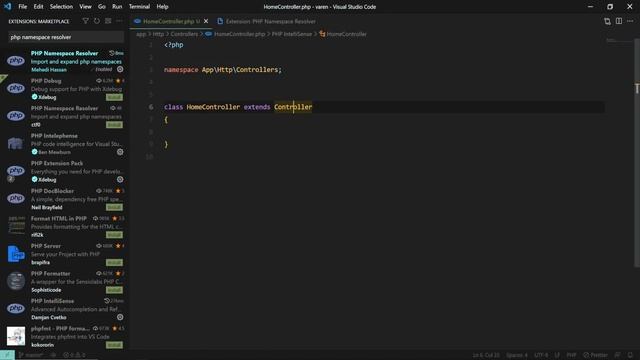 VS Code — Import Class PHP смотреть онлайн