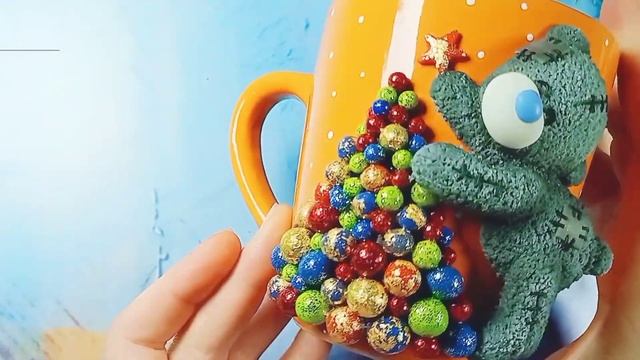 Новогодний декор на чашке Как слепить мишку из полимерной глины смотреть онлайн