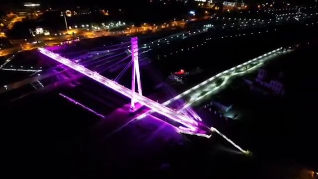 Аэро съёмка Мост Влюбленных, город Тюмень. смотреть онлайн