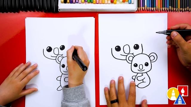 How to Draw a Mom and Baby Koala: Step-by-Step Art Lesson смотреть онлайн