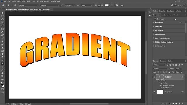 How to Warp a Gradient in Text with Photoshop смотреть онлайн