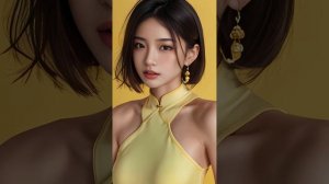 4K AI Lookbook 19 Girl Fashion | Brass Yellow Color Party Look female Outfit skirt Design.