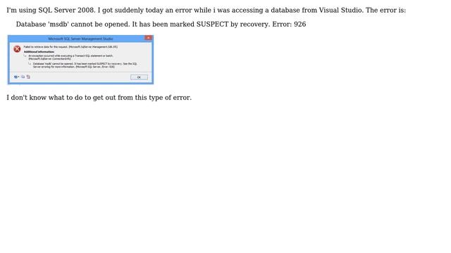 Databases: Database 'msdb' cannot be opened. it has been marked suspect by recovery смотреть онлайн
