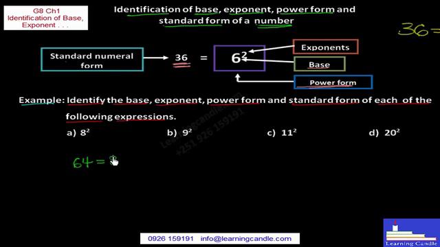 Mathematics elearning Ethiopia Grade 8 chapter 1 video 3 Identification of Base, Exponent and смотреть онлайн