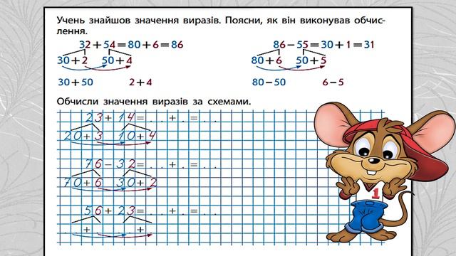 Онлайн-урок математики:Повторюємо додавання і віднімання двоцифрових чисел. смотреть онлайн