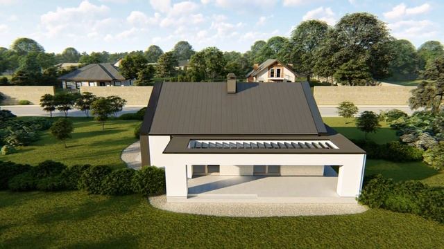 Компактный одноэтажный дом Z381 с двускатной крышей от Z500 смотреть онлайн