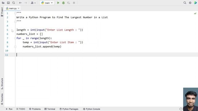 Write a Python Program to Find The Largest Number in a List смотреть онлайн