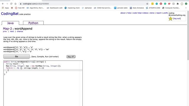 Map-2 (wordAppend) Java Tutorial || codingbat.com смотреть онлайн