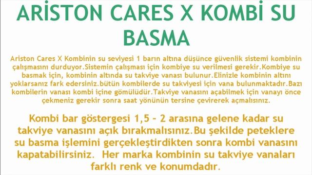 Ariston Cares X Kombi Su Basma Nasıl Yapılır? смотреть онлайн