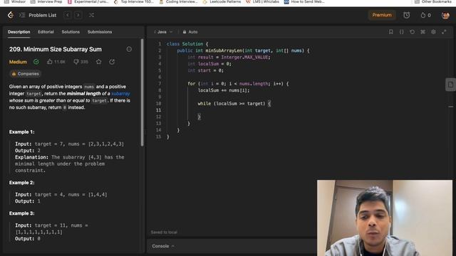 209. Minimum Size Subarray Sum - [Sliding Window Pattern] | Java | LeetCode смотреть онлайн