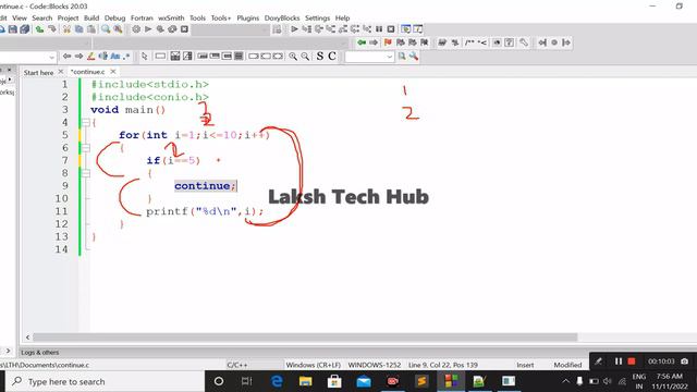 C Programming continue keyword смотреть онлайн