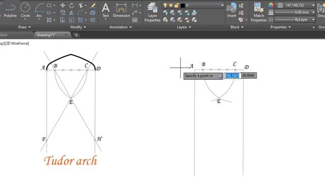Draw tudor arch sample 3 by autocad смотреть онлайн