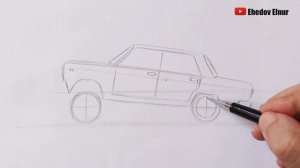 Как нарисовать машину ВАЗ 2107 сбоку | Ахадов Эльнур