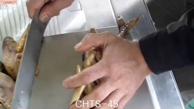 Слайсер для нарезки целой рыбы скумбрии сельди под углом 45 градусов CHTS 45. Или нарезка филе рыбы смотреть онлайн