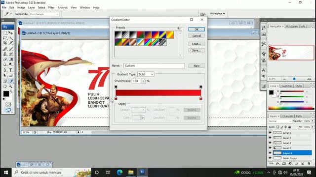 Tutorial Membuat Spanduk atau Banner HUT Kemerdekaan RI ke 77 Tahun di Photoshop CS3 смотреть онлайн