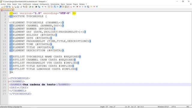 XML: Validar con DTD interno en Notepad++ (2) смотреть онлайн