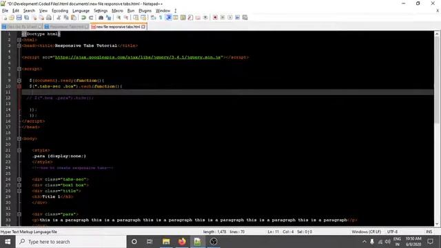 How to create responsive tabs by using custom JQuery | Easy JQuery Lesson смотреть онлайн