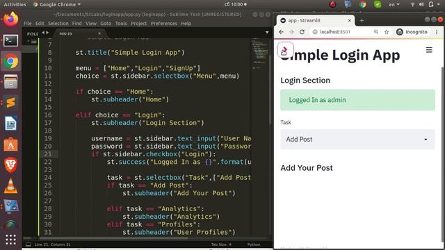 Simple Streamlit App with Login & Sign Up Section смотреть онлайн