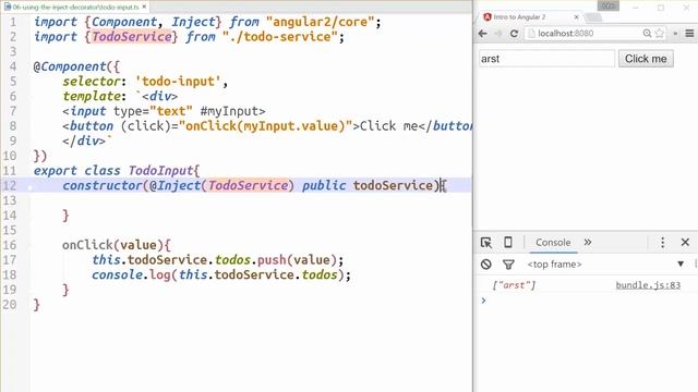6 - angular 2 using the inject decorator смотреть онлайн