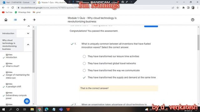 Introduction to Digital Transformation with Google Cloud quiz answers and how to complete смотреть онлайн