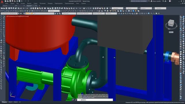 Чертеж СИП мойки в AutoCad. 3D моделирование СИП мойки. смотреть онлайн