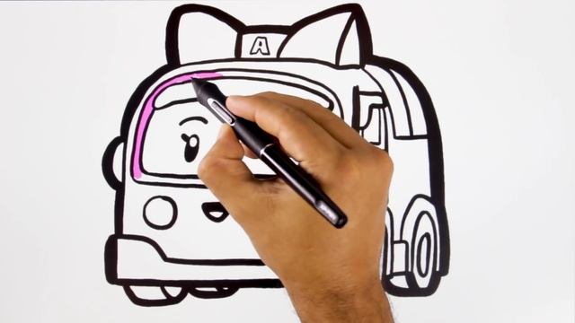 ROBOCAR POLI AMBER Drawing and Coloring Ambulance ? How To Draw and Color Como Dibujar Robocar Pol смотреть онлайн