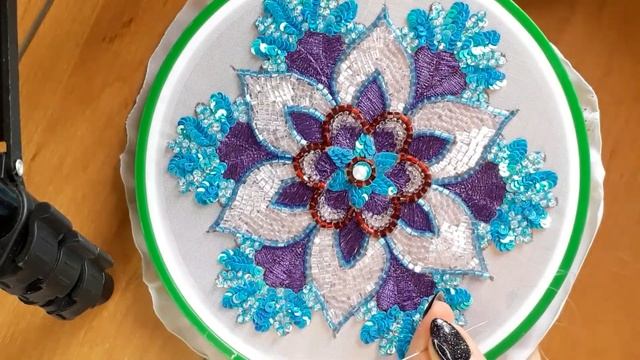 Вышивка индийским крючком по готовой схеме: набор №5/Tutorial for tambour embroidery kit №5 Mandala смотреть онлайн