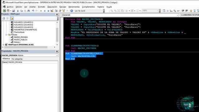 DIFERENCIA ENTRE MACRO PRIVADA Y MACRO PUBLICA EXCEL VBA @JANSPROGRAMING смотреть онлайн