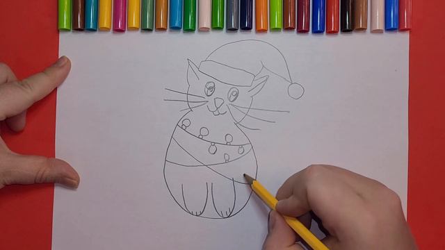 How to Draw a Christmas Cat. Как нарисовать Новогоднего Кота. смотреть онлайн