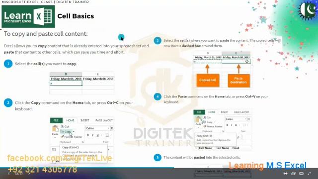 Learn MS Excel Online Training In Urdu Hindi Cell Basics, Cell Contents & work with Cells смотреть онлайн