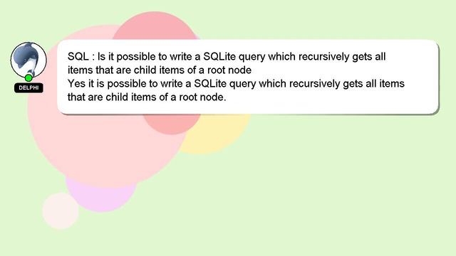 SQL : Is it possible to write a SQLite query which recursively gets all items that are child items смотреть онлайн