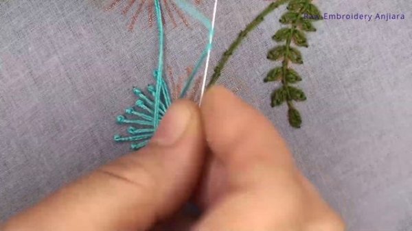 Embroidery Designs of Small Flower with Stem, Raw Embroidery Anjiara