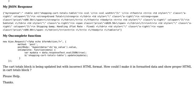 Magento: Format Cart Totals HTML from JSON Response смотреть онлайн