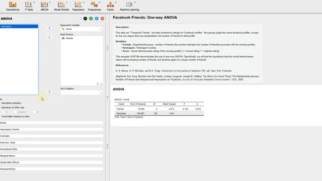 Однофакторный дисперсионный анализ в JASP смотреть онлайн