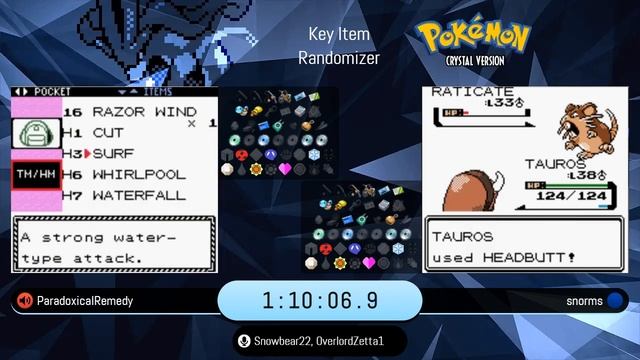Pokemon Crystal Randomizer Key Item Rando Tournament - paradoxicalremedy vs. snorms смотреть онлайн