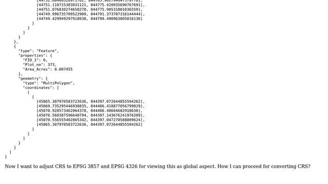 GIS: Converting CRS in GeoJSON file from user defined CRS to EPSG 3857 and EPSG 4326 смотреть онлайн