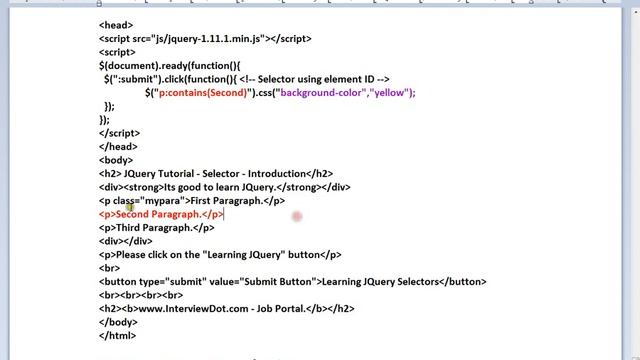 JQUERY CONTAINS SELECTOR DEMO смотреть онлайн