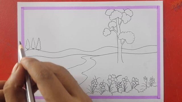 How to draw a Flower garden With Landscape scenery | Easy drawing | Pencil Sketch смотреть онлайн