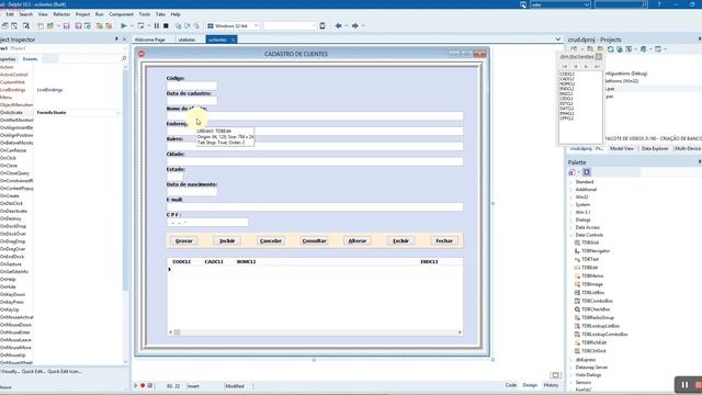 CRIAÇÃO DO BANCO E INCLUSÃO, ALTERAÇÃO, CONSULTA E EXCLUSÃO - CRUD PARTE 1 - DELPHI 10.3 смотреть онлайн
