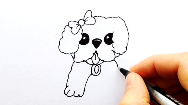 Как нарисовать милую собачку. How to draw a cute dog - easy drawings for kids. Простые рисунки #215 смотреть онлайн