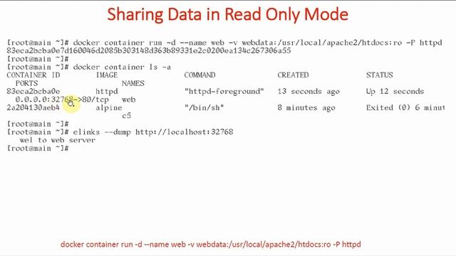 42-Share Data Between Docker Containers In Read Only Mode | Docker Tutorial For Beginners (Hindi)
