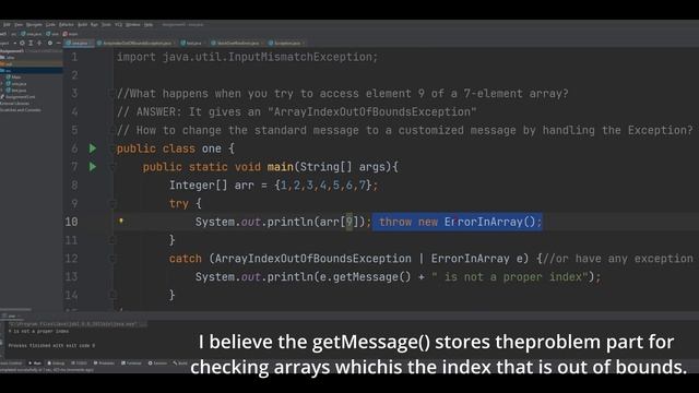 JAVA assignment || (Exception Handling) How to change standard message into custom message смотреть онлайн
