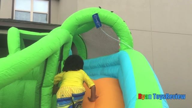 HUGE EGGS Surprise Toys Challenge with Inflatable water slide смотреть онлайн
