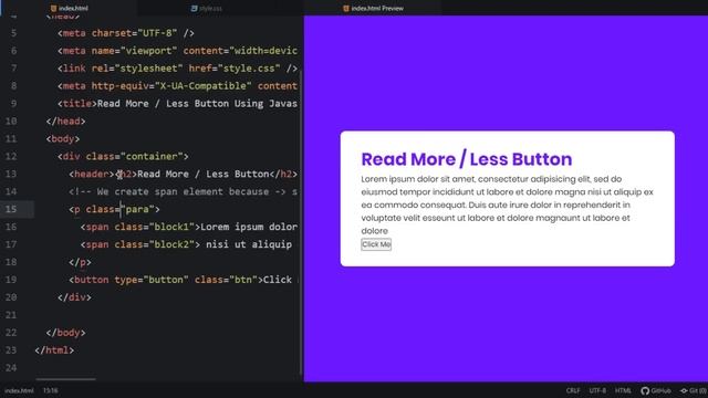 How To Create a Read More / Less Button Using Javascript смотреть онлайн