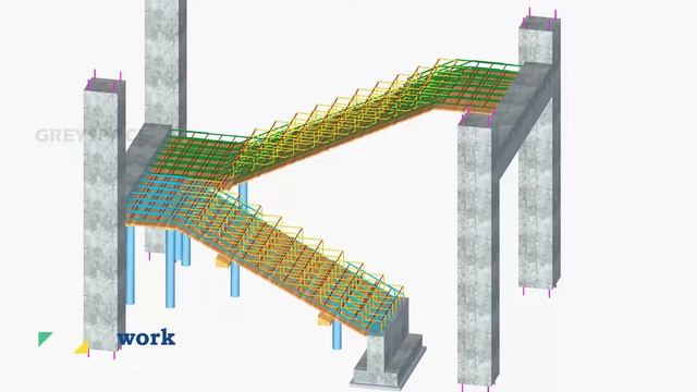 Stairs reinforcement | stairs rebar detailing | 3d animation of stairs | Greyspace смотреть онлайн
