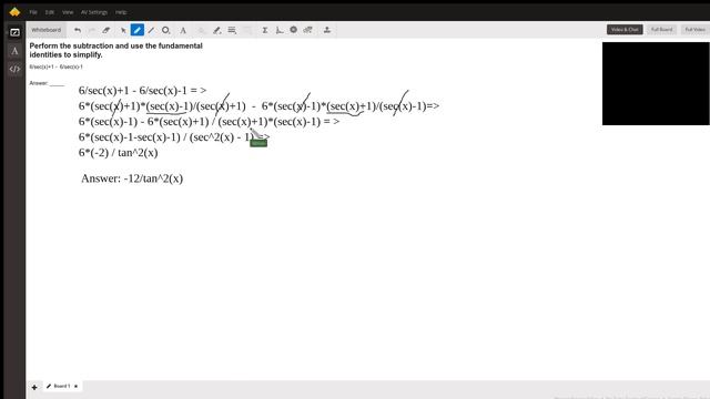 Used the fundamental identity of sec^2(x)-1=tan^2(x) and simplification techniques to solve. смотреть онлайн