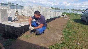 Кладка первого ряда газоблока