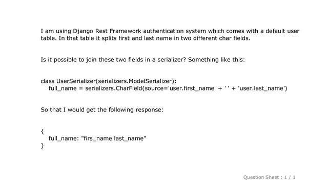 Django : Merge two fields in one in a Django Rest Framework Serializer смотреть онлайн