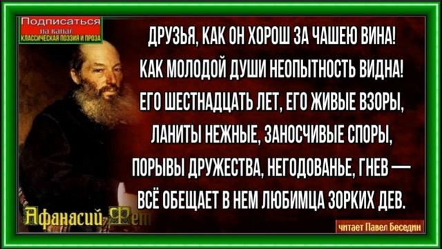 К юноше ,Афанасий Фет, Русская Поэзия,читает Павел Беседин смотреть онлайн