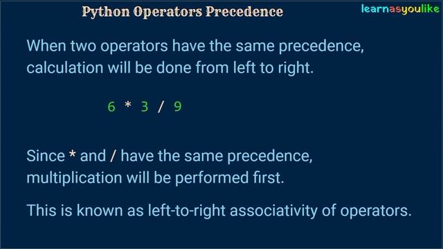 Python operator precedence смотреть онлайн